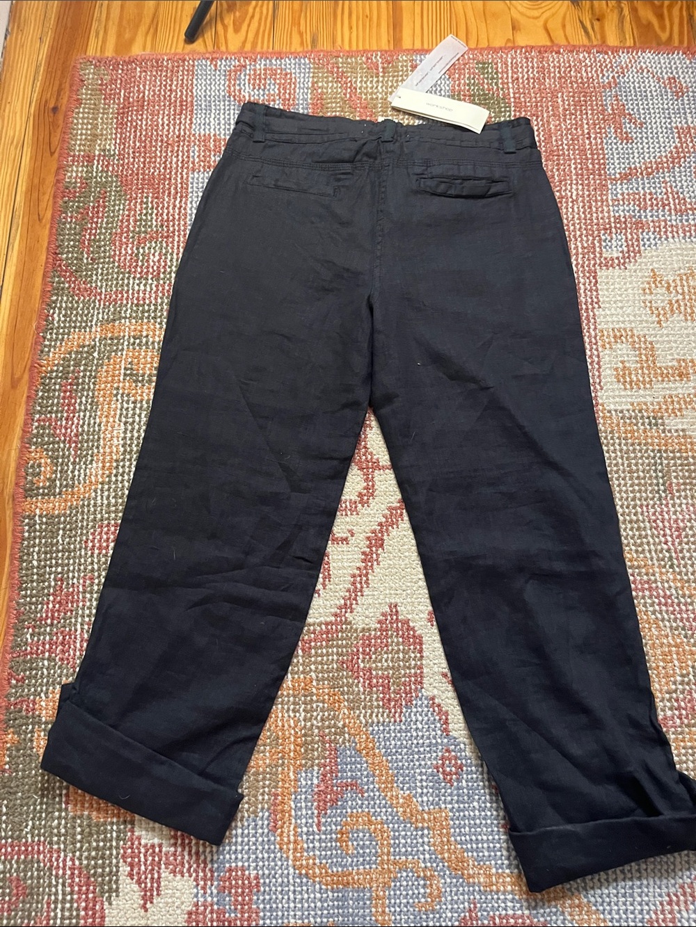 NWT Workshop by Andrea Jovine Linen Utility Cargo Pants Size 4 Black - Picture 7 of 7